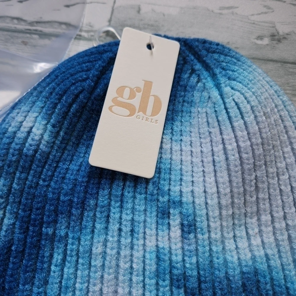 Gianni Bini NWT Girls Blue White Tie Dye Hat One Size